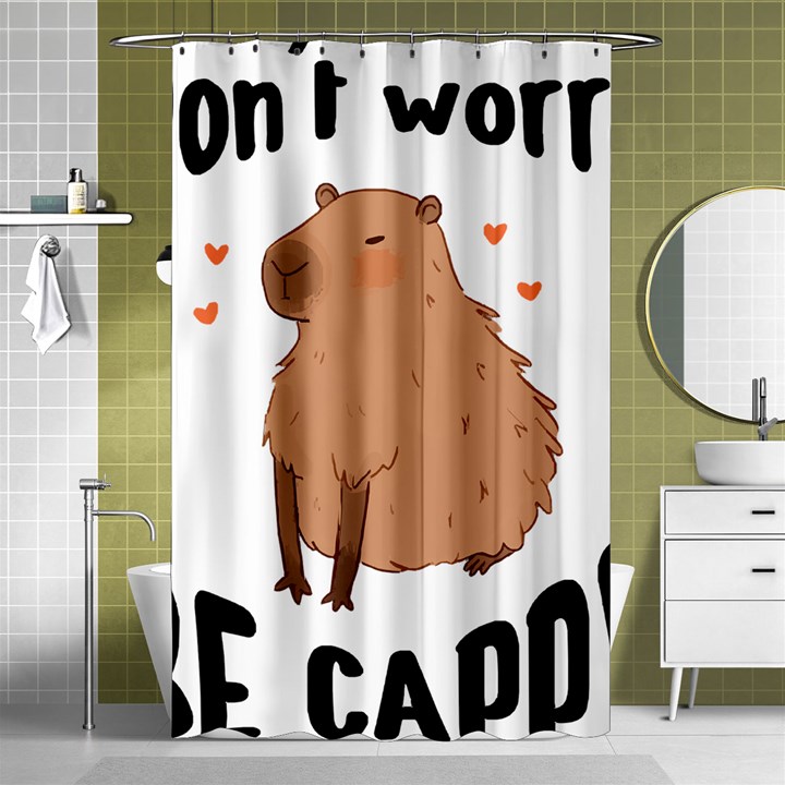 Capybara T- Shirt Cute Gentlemen Capybara T- Shirt Yoga Reflexion Pose T- Shirtyoga Reflexion Pose T- Shirt Shower Curtain 48  x 72  (Small) 