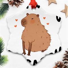 Capybara T- Shirt Cute Gentlemen Capybara T- Shirt Yoga Reflexion Pose T- Shirtyoga Reflexion Pose T- Shirt Snowflake Ornament (two Sides)