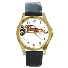 Vintage Rc Cars T- Shirt Vintage Modelcar Classic Rc Buggy Racing Cars Addict T- Shirt Round Gold Metal Watch by ZUXUMI