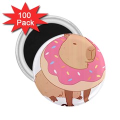 Capybara T- Shirt Cute Gentlemen Capybara T- Shirt Yoga Reflexion Pose T- Shirtyoga Reflexion Pose T- Shirt 2 25  Magnets (100 Pack)  by hizuto