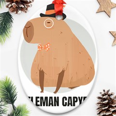 Capybara T- Shirt Gentlemen Capybara - A Cute Funny Capybara Illustration T- Shirt Yoga Reflexion Pose T- Shirtyoga Reflexion Pose T- Shirt Oval Ornament (two Sides) by hizuto