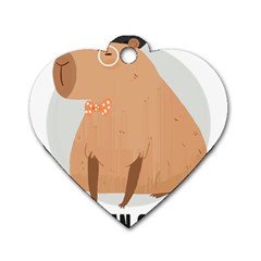 Capybara T- Shirt Gentlemen Capybara - A Cute Funny Capybara Illustration T- Shirt Yoga Reflexion Pose T- Shirtyoga Reflexion Pose T- Shirt Dog Tag Heart (two Sides) by hizuto