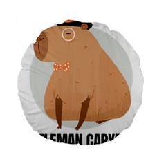 Capybara T- Shirt Gentlemen Capybara - A Cute Funny Capybara Illustration T- Shirt Yoga Reflexion Pose T- Shirtyoga Reflexion Pose T- Shirt Standard 15  Premium Flano Round Cushions by hizuto