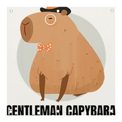 Capybara T- Shirt Gentlemen Capybara - A Cute Funny Capybara Illustration T- Shirt Yoga Reflexion Pose T- Shirtyoga Reflexion Pose T- Shirt Banner And Sign 3  X 3  by hizuto