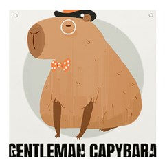 Capybara T- Shirt Gentlemen Capybara - A Cute Funny Capybara Illustration T- Shirt Yoga Reflexion Pose T- Shirtyoga Reflexion Pose T- Shirt Banner And Sign 4  X 4  by hizuto