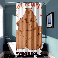 Capybara T- Shirt I Just Really Like Capybaras O K T- Shirt Yoga Reflexion Pose T- Shirtyoga Reflexion Pose T- Shirt Shower Curtain 36  X 72  (stall)  by hizuto