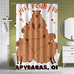 Capybara T- Shirt I Just Really Like Capybaras O K T- Shirt Yoga Reflexion Pose T- Shirtyoga Reflexion Pose T- Shirt Shower Curtain 48  X 72  (small)  by hizuto