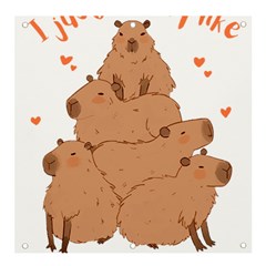 Capybara T- Shirt I Just Really Like Capybaras O K T- Shirt Yoga Reflexion Pose T- Shirtyoga Reflexion Pose T- Shirt Banner And Sign 4  X 4  by hizuto