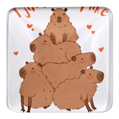 Capybara T- Shirt I Just Really Like Capybaras O K T- Shirt Yoga Reflexion Pose T- Shirtyoga Reflexion Pose T- Shirt Square Glass Fridge Magnet (4 Pack) by hizuto