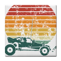 Vintage Rc Cars T- Shirt Vintage Sunset  Classic Rc Buggy Racing Cars Addict T- Shirt Tile Coaster by ZUXUMI