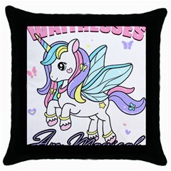 Waitress T- Shirt Awesome Unicorn Waitresses Are Magical For A Waiting Staff T- Shirt Throw Pillow Case (black) by ZUXUMI