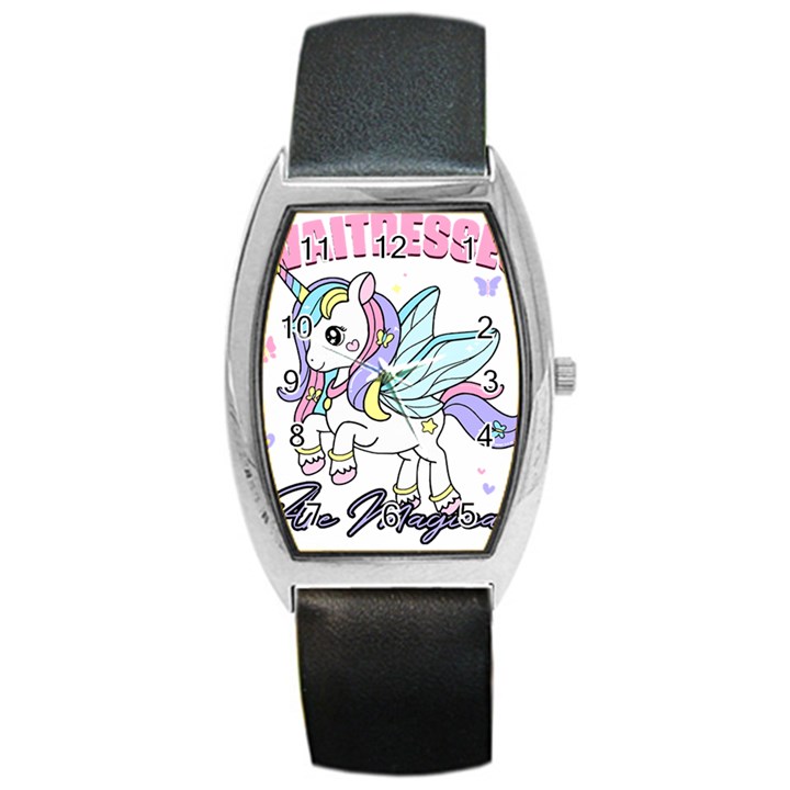 Waitress T- Shirt Awesome Unicorn Waitresses Are Magical For A Waiting Staff T- Shirt Barrel Style Metal Watch