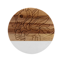 Waitress T- Shirt Awesome Unicorn Waitresses Are Magical For A Waiting Staff T- Shirt Marble Wood Coaster (round) by ZUXUMI