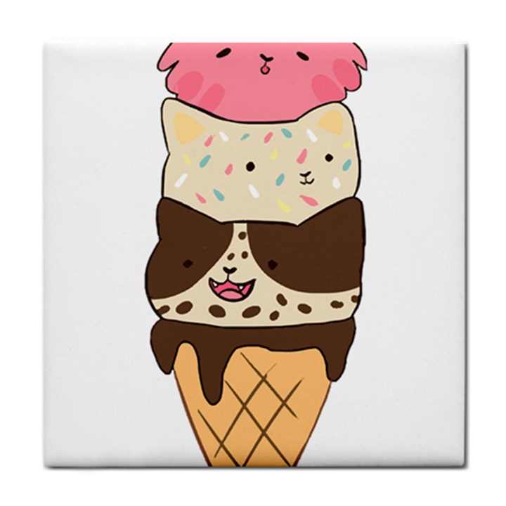 Cat Ice Cream T- Shirt Cute Cat Cream Cone T- Shirt Yoga Reflexion Pose T- Shirtyoga Reflexion Pose T- Shirt Tile Coaster