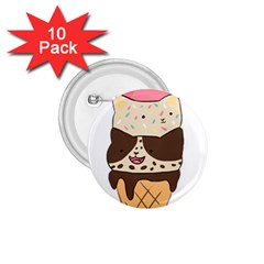 Cat Ice Cream T- Shirt Cute Cat Cream Cone T- Shirt Yoga Reflexion Pose T- Shirtyoga Reflexion Pose T- Shirt 1 75  Buttons (10 Pack)