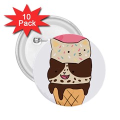 Cat Ice Cream T- Shirt Cute Cat Cream Cone T- Shirt Yoga Reflexion Pose T- Shirtyoga Reflexion Pose T- Shirt 2 25  Buttons (10 Pack) 