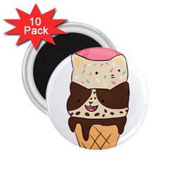 Cat Ice Cream T- Shirt Cute Cat Cream Cone T- Shirt Yoga Reflexion Pose T- Shirtyoga Reflexion Pose T- Shirt 2 25  Magnets (10 Pack) 