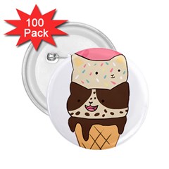 Cat Ice Cream T- Shirt Cute Cat Cream Cone T- Shirt Yoga Reflexion Pose T- Shirtyoga Reflexion Pose T- Shirt 2 25  Buttons (100 Pack) 