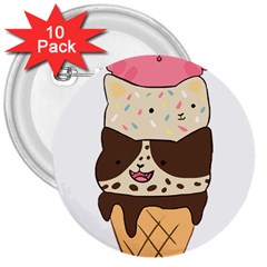 Cat Ice Cream T- Shirt Cute Cat Cream Cone T- Shirt Yoga Reflexion Pose T- Shirtyoga Reflexion Pose T- Shirt 3  Buttons (10 Pack) 