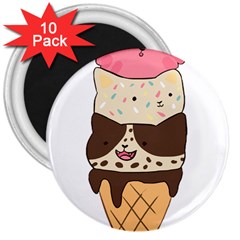 Cat Ice Cream T- Shirt Cute Cat Cream Cone T- Shirt Yoga Reflexion Pose T- Shirtyoga Reflexion Pose T- Shirt 3  Magnets (10 Pack) 