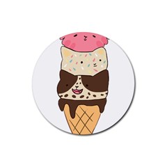 Cat Ice Cream T- Shirt Cute Cat Cream Cone T- Shirt Yoga Reflexion Pose T- Shirtyoga Reflexion Pose T- Shirt Rubber Coaster (round)