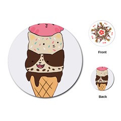 Cat Ice Cream T- Shirt Cute Cat Cream Cone T- Shirt Yoga Reflexion Pose T- Shirtyoga Reflexion Pose T- Shirt Playing Cards Single Design (round)