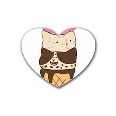 Cat Ice Cream T- Shirt Cute Cat Cream Cone T- Shirt Yoga Reflexion Pose T- Shirtyoga Reflexion Pose T- Shirt Rubber Coaster (heart)