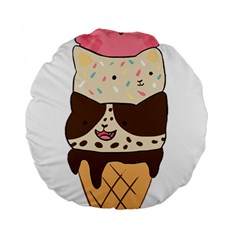 Cat Ice Cream T- Shirt Cute Cat Cream Cone T- Shirt Yoga Reflexion Pose T- Shirtyoga Reflexion Pose T- Shirt Standard 15  Premium Round Cushions by hizuto