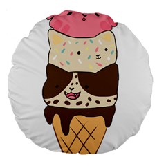 Cat Ice Cream T- Shirt Cute Cat Cream Cone T- Shirt Yoga Reflexion Pose T- Shirtyoga Reflexion Pose T- Shirt Large 18  Premium Round Cushions