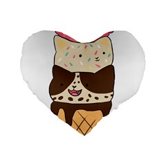 Cat Ice Cream T- Shirt Cute Cat Cream Cone T- Shirt Yoga Reflexion Pose T- Shirtyoga Reflexion Pose T- Shirt Standard 16  Premium Heart Shape Cushions