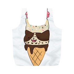 Cat Ice Cream T- Shirt Cute Cat Cream Cone T- Shirt Yoga Reflexion Pose T- Shirtyoga Reflexion Pose T- Shirt Full Print Recycle Bag (m)