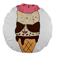 Cat Ice Cream T- Shirt Cute Cat Cream Cone T- Shirt Yoga Reflexion Pose T- Shirtyoga Reflexion Pose T- Shirt Large 18  Premium Flano Round Cushions