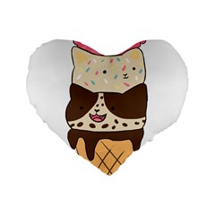 Cat Ice Cream T- Shirt Cute Cat Cream Cone T- Shirt Yoga Reflexion Pose T- Shirtyoga Reflexion Pose T- Shirt Standard 16  Premium Flano Heart Shape Cushions by hizuto