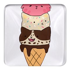 Cat Ice Cream T- Shirt Cute Cat Cream Cone T- Shirt Yoga Reflexion Pose T- Shirtyoga Reflexion Pose T- Shirt Square Glass Fridge Magnet (4 Pack)