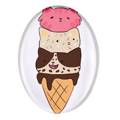 Cat Ice Cream T- Shirt Cute Cat Cream Cone T- Shirt Yoga Reflexion Pose T- Shirtyoga Reflexion Pose T- Shirt Oval Glass Fridge Magnet (4 Pack)