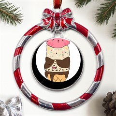 Cat Ice Cream T- Shirt Cute Cat Cream Cone T- Shirt Yoga Reflexion Pose T- Shirtyoga Reflexion Pose T- Shirt Metal Red Ribbon Round Ornament