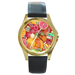 Aesthetic Candy Art Round Gold Metal Watch by Internationalstore