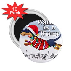 Weiner T- Shirt Walking In A Weiner Wonderland T- Shirt (1) 2 25  Magnets (10 Pack)  by ZUXUMI