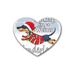 Weiner T- Shirt Walking In A Weiner Wonderland T- Shirt (1) Rubber Heart Coaster (4 Pack) by ZUXUMI