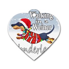 Weiner T- Shirt Walking In A Weiner Wonderland T- Shirt (1) Dog Tag Heart (two Sides) by ZUXUMI