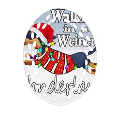 Weiner T- Shirt Walking In A Weiner Wonderland T- Shirt (1) Ornament (oval Filigree)