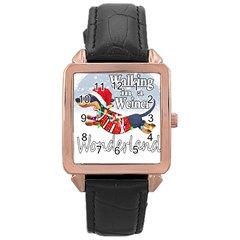 Weiner T- Shirt Walking In A Weiner Wonderland T- Shirt (1) Rose Gold Leather Watch  by ZUXUMI