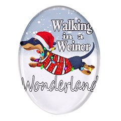 Weiner T- Shirt Walking In A Weiner Wonderland T- Shirt (1) Oval Glass Fridge Magnet (4 Pack)