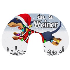 Weiner T- Shirt Walking In A Weiner Wonderland T- Shirt (1) Weiner T- Shirt Walking In A Weiner Wonderland T- Shirt Travel Neck Pillow by ZUXUMI