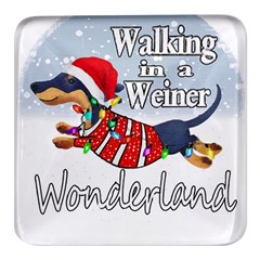 Weiner T- Shirt Walking In A Weiner Wonderland T- Shirt (1) Weiner T- Shirt Walking In A Weiner Wonderland T- Shirt Square Glass Fridge Magnet (4 Pack) by ZUXUMI