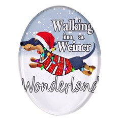 Weiner T- Shirt Walking In A Weiner Wonderland T- Shirt (1) Weiner T- Shirt Walking In A Weiner Wonderland T- Shirt Oval Glass Fridge Magnet (4 Pack) by ZUXUMI