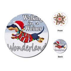 Weiner T- Shirt Walking In A Weiner Wonderland T- Shirt (1) Weiner T- Shirt Walking In A Weiner Wonderland T- Shirt Welder T- Shirt Funny Welder T- Shirt Playing Cards Single Design (round) by ZUXUMI