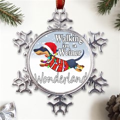 Weiner T- Shirt Walking In A Weiner Wonderland T- Shirt (1) Metal Large Snowflake Ornament by ZUXUMI