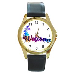 Arts Round Gold Metal Watch by Internationalstore