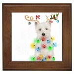 West Highland White Terrier Dog Snow T- Shirt West Highland White Terrier Dog Snow Reindeer Santa Ha Framed Tile Front